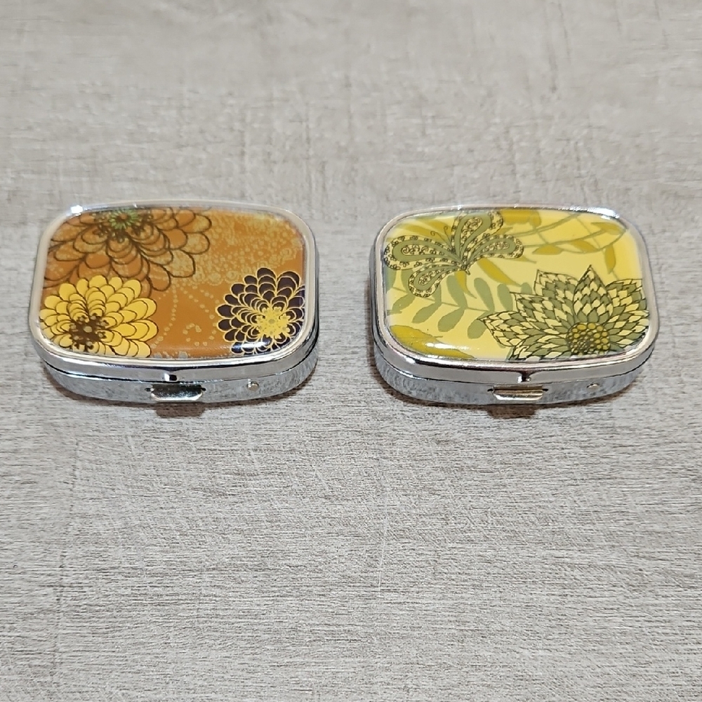 Floral Tin Pill Box Set